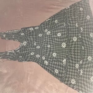 Small green checkered sunflower dress